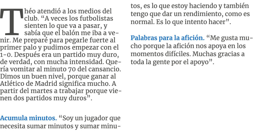  Th o atendi a los medios del club. “A veces los futbolistas sienten lo que va a pasar, y sab a que el bal n me iba ...