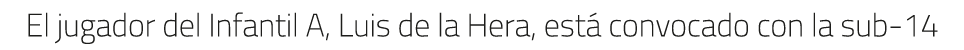 El jugador del Infantil A, Luis de la Hera, est convocado con la sub 14
