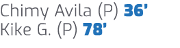 Chimy Avila (P) 36’ Kike G. (P) 78’