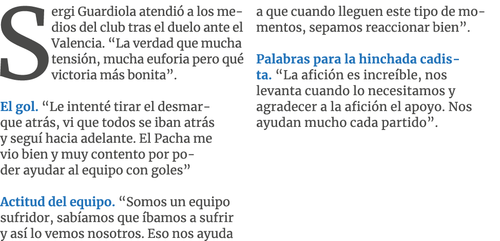 Sergi Guardiola atendi a los medios del club tras el duelo ante el Valencia. “La verdad que mucha tensi n, mucha euf...