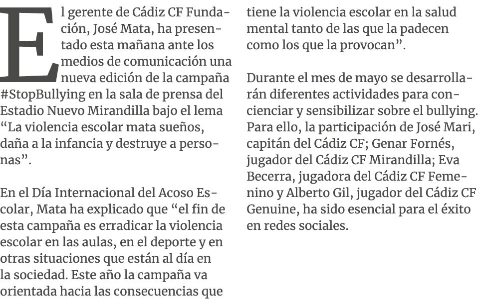 El gerente de C diz CF Fundaci n, Jos Mata, ha presentado esta ma ana ante los medios de comunicaci n una nueva edic...