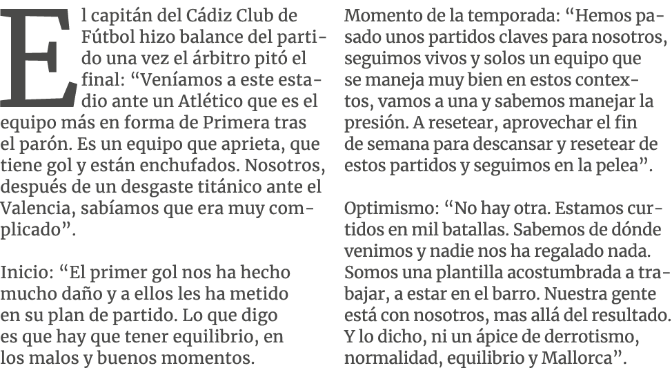 El capit n del C diz Club de F tbol hizo balance del partido una vez el rbitro pit  el final: “Ven amos a este estad...