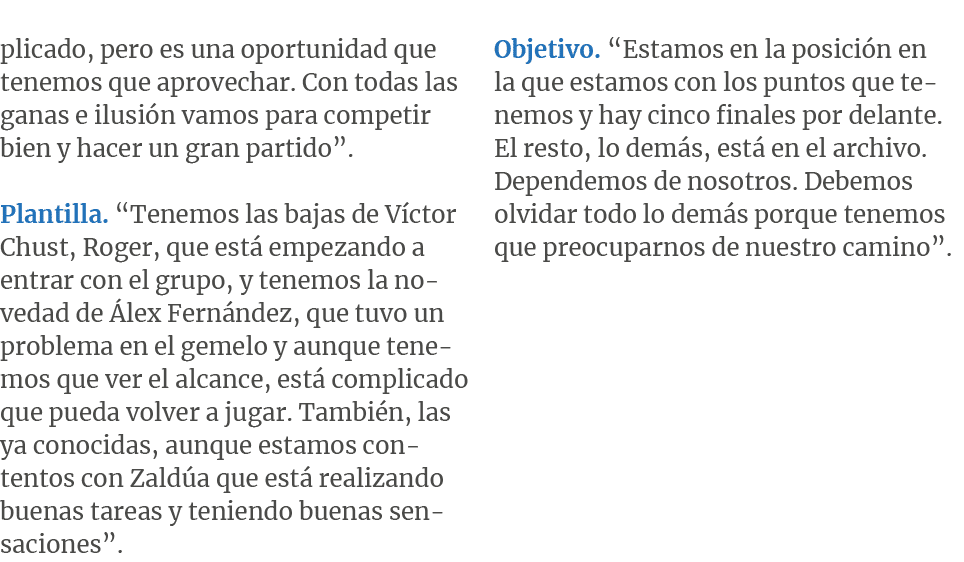 plicado, pero es una oportunidad que tenemos que aprovechar. Con todas las ganas e ilusi n vamos para competir bien y...