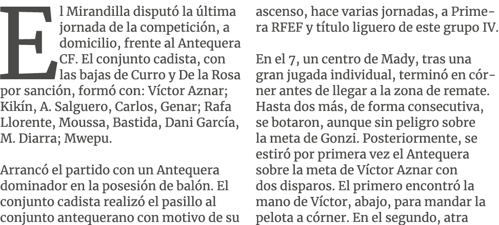 El Mirandilla disput la  ltima jornada de la competici n, a domicilio, frente al Antequera CF. El conjunto cadista, ...