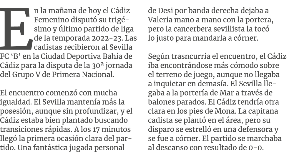 En la ma ana de hoy el C diz Femenino disput su trig simo y  ltimo partido de liga de la temporada 2022 23. Las cadi...