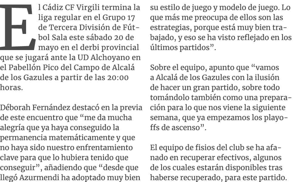 El C diz CF Virgili termina la liga regular en el Grupo 17 de Tercera Divisi n de F tbol Sala este s bado 20 de mayo ...