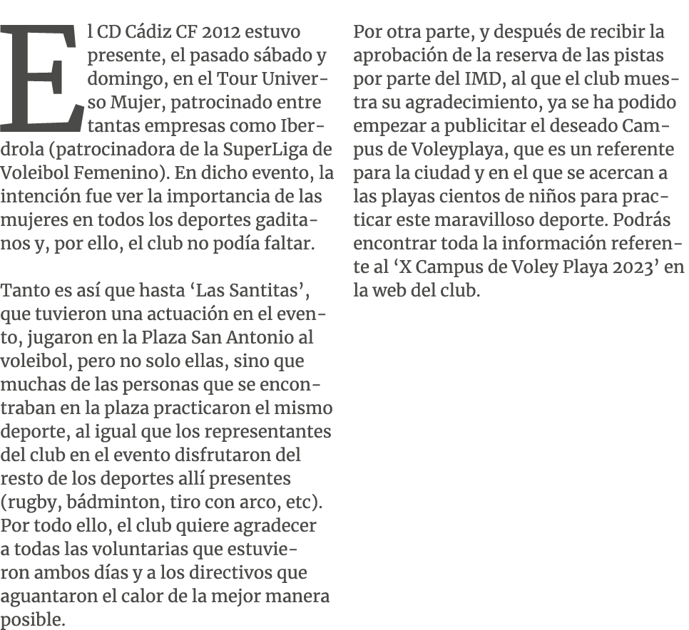 El CD C diz CF 2012 estuvo presente, el pasado s bado y domingo, en el Tour Universo Mujer, patrocinado entre tantas ...