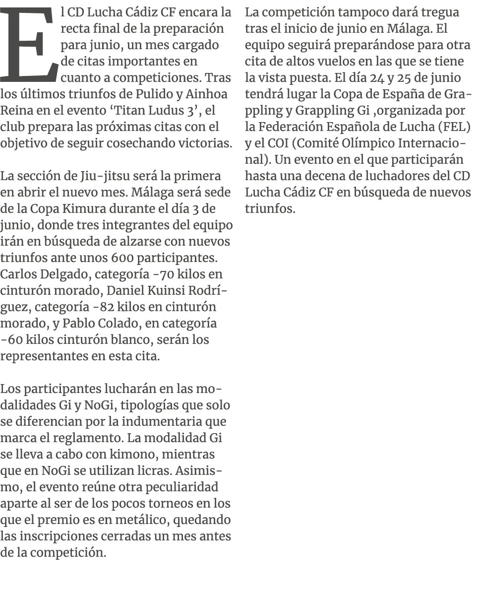 El CD Lucha C diz CF encara la recta final de la preparaci n para junio, un mes cargado de citas importantes en cuant...