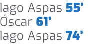 Iago Aspas 55’ scar 61’ Iago Aspas 74’