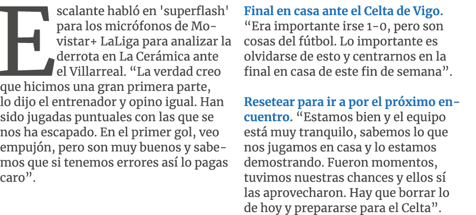 Escalante habl en 'superflash' para los micr fonos de Movistar+ LaLiga para analizar la derrota en La Cer mica ante ...