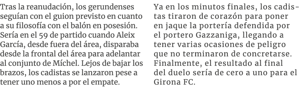 Tras la reanudaci n, los gerundenses segu an con el guion previsto en cuanto a su filosof a con el bal n en posesi n....