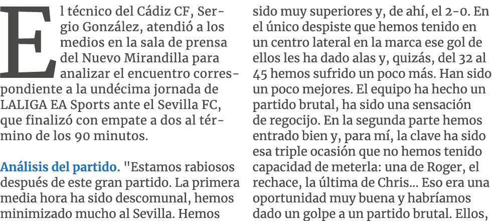 El t cnico del C diz CF, Sergio Gonz lez, atendi a los medios en la sala de prensa del Nuevo Mirandilla para analiza...