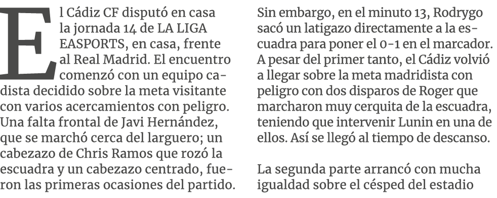 El C diz CF disput en casa la jornada 14 de LA LIGA EASPORTS, en casa, frente al Real Madrid. El encuentro comenz  c...
