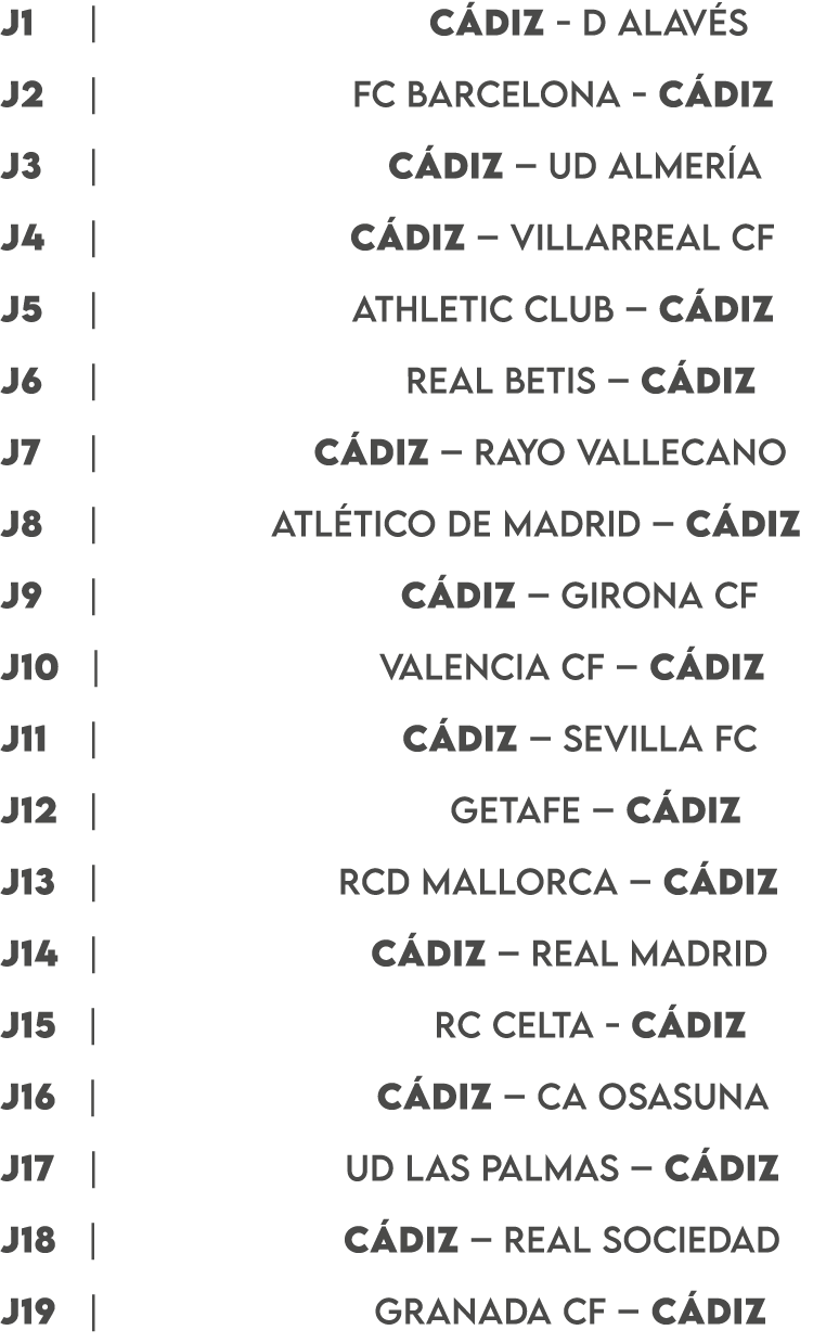 J1 | C DIZ D ALAV S J2 | FC BARCELONA C DIZ J3 | C DIZ – UD ALMER A J4 | C DIZ – VILLARREAL CF J5 | ATHLETIC CLUB – C...