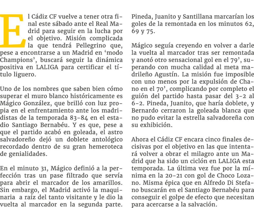 El C diz CF vuelve a tener otra final este s bado ante el Real Madrid para seguir en la lucha por el objetivo. Misi n...