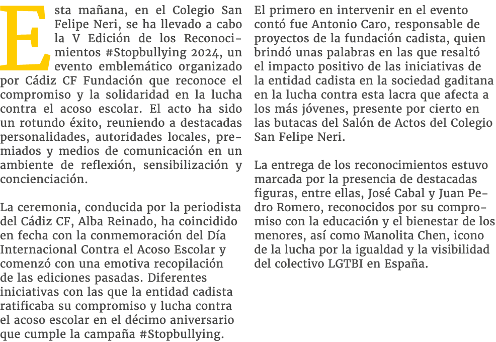 Esta ma ana, en el Colegio San Felipe Neri, se ha llevado a cabo la V Edici n de los Reconocimientos #Stopbullying 20...