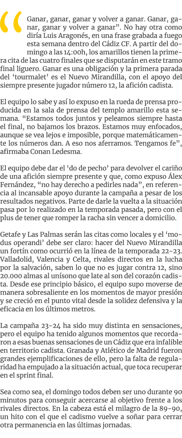 “Ganar, ganar, ganar y volver a ganar. Ganar, ganar, ganar y volver a ganar”. No hay otra como dir a Luis Aragon s, e...