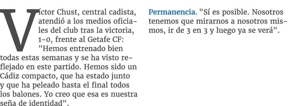 V ctor Chust, central cadista, atendi a los medios oficiales del club tras la victoria, 1 0, frente al Getafe CF: \“...