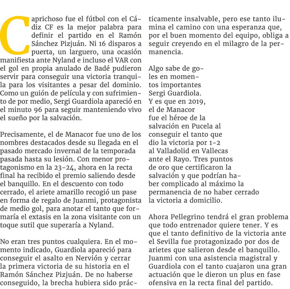 Caprichoso fue el f tbol con el C diz CF es la mejor palabra para definir el partido en el Ram n S nchez Pizju n. Ni ...
