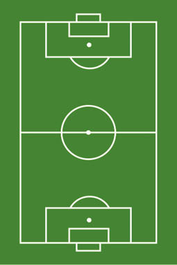 Football soccer field vector illustration. Coach table for tactic presentation for players. Sport strategy view. Flat soccer green field, football grass. Vector stadium. Soccer with line template.