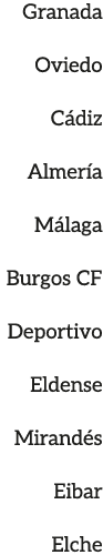 Granada Oviedo C diz Almer a M laga Burgos CF Deportivo Eldense Mirand s Eibar Elche