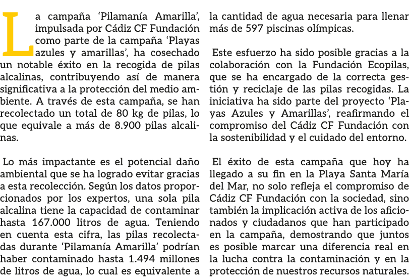 La campa a ‘Pilaman a Amarilla’, impulsada por C diz CF Fundaci n como parte de la campa a ‘Playas azules y amarillas...