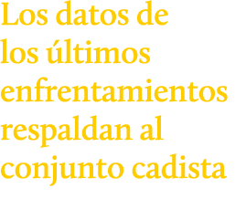 Los datos de los ltimos enfrentamientos respaldan al conjunto cadista