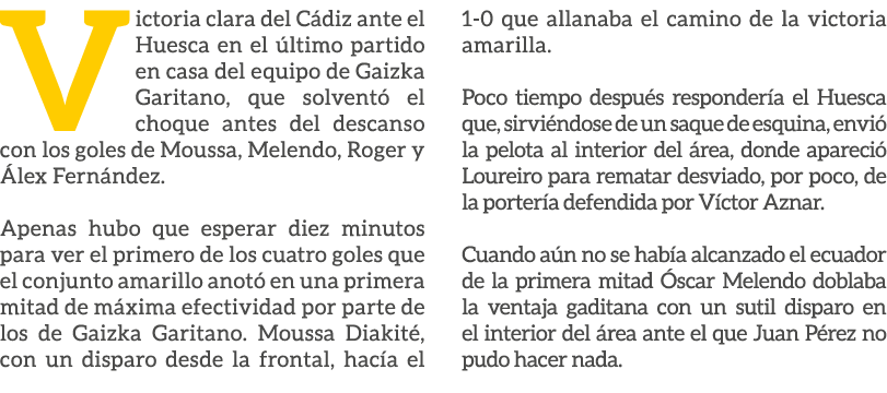 Victoria clara del C diz ante el Huesca en el ltimo partido en casa del equipo de Gaizka Garitano, que solvent  el c...