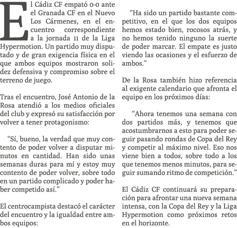 El C diz CF empat 0 0 ante el Granada CF en el Nuevo Los C rmenes, en el encuentro correspondiente a la jornada 11 d...