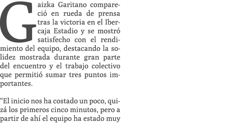 Gaizka Garitano compareci en rueda de prensa tras la victoria en el Ibercaja Estadio y se mostr  satisfecho con el r...