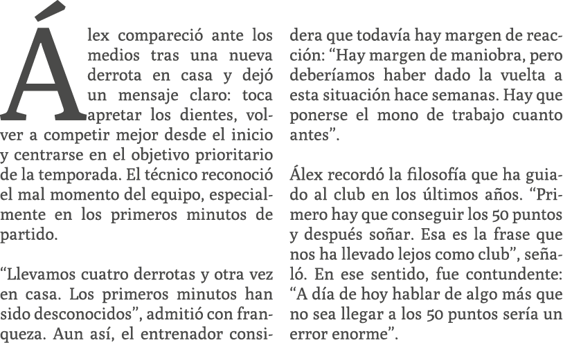  lex compareci ante los medios tras una nueva derrota en casa y dej  un mensaje claro: toca apretar los dientes, vol...