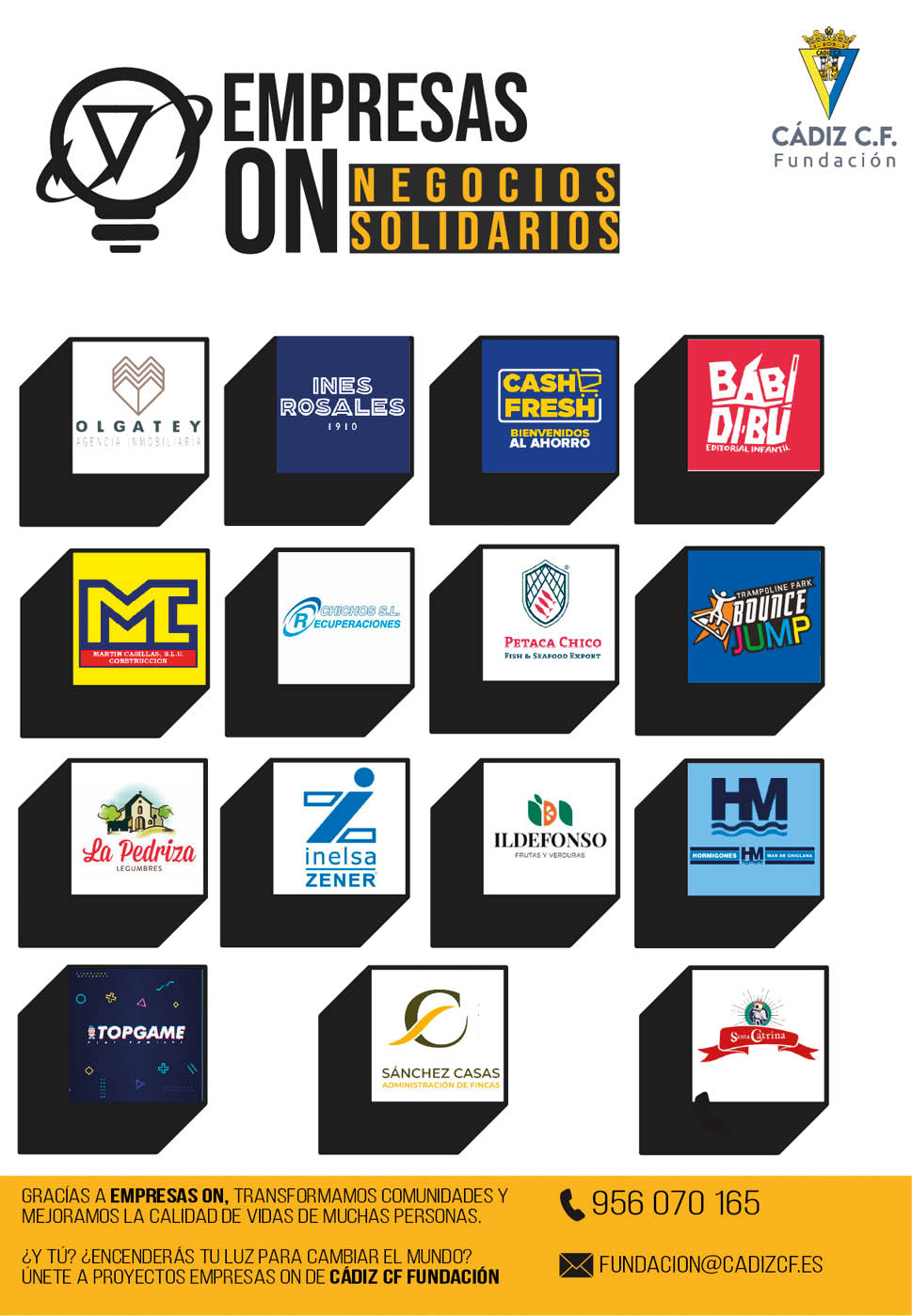 A poster advertising various businesses, including a company called Cade C. Contenido generado con IA