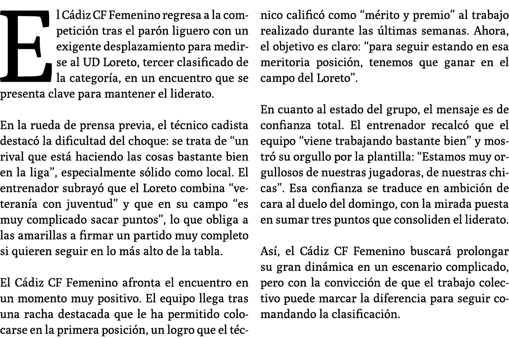 El C diz CF Femenino regresa a la competici n tras el par n liguero con un exigente desplazamiento para medirse al UD...