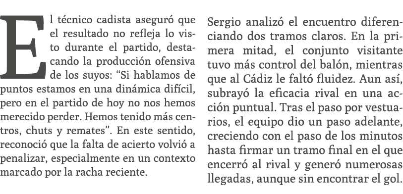 El t cnico cadista asegur que el resultado no refleja lo visto durante el partido, destacando la producci n ofensiva...