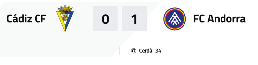 A soccer game is being played between Cadiz and Andorra. Descripci n generada con IA