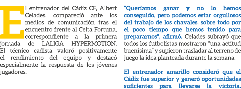 El entrenador del C diz CF, Albert Celades, compareci ante los medios de comunicaci n tras el encuentro frente al Ce...