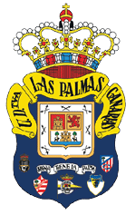 Escudo de armas de la ciudad de Las Palmas con corona real, un escudo central dividido en cuatro partes y varios s mbolos her ldicos en la parte inferior. Descripci n generada con IA