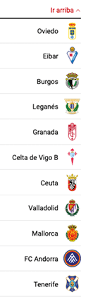 Lista de equipos de f tbol con sus respectivos escudos en una tabla ordenada verticalmente. Descripci n generada con IA