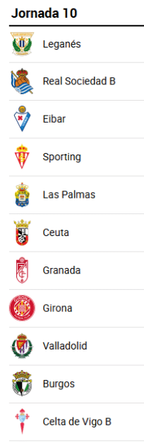 Lista de escudos y nombres de equipos de f tbol espa oles incluyendo Ceuta, Eldense, Celta de Vigo B, FC Andorra, Almer a, Mallorca, C diz, Valladolid, Burgos, Oviedo y Tenerife. Descripci n generada con IA